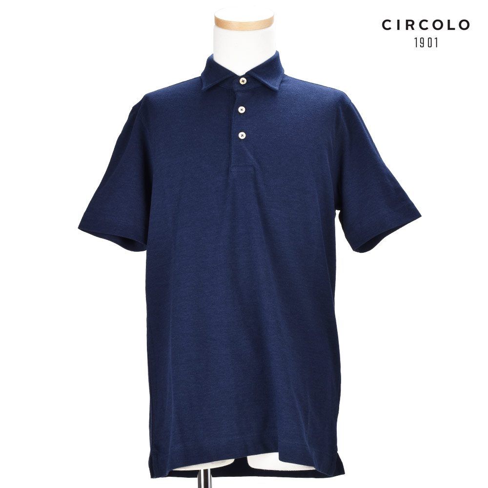 チルコロ CIRCOLO1901 CN1888 OMBRA ポロシャツ ジャージー 半袖 トップス ネイビー NAVY メンズ【送料無料】