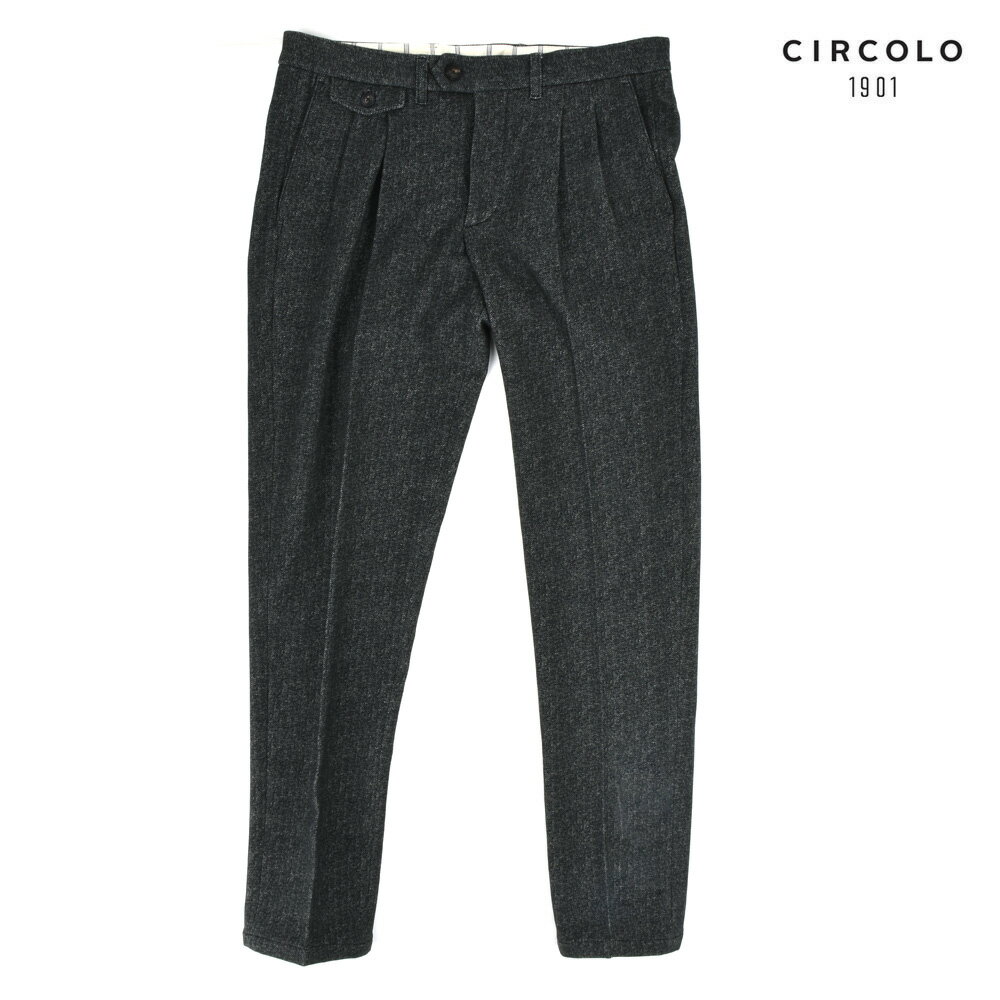 チルコロ CIRCOLO1901 CN2043 NERO ジャージー パンツ 2プリーツ パンツ グレー系 メンズ 【送料無料】