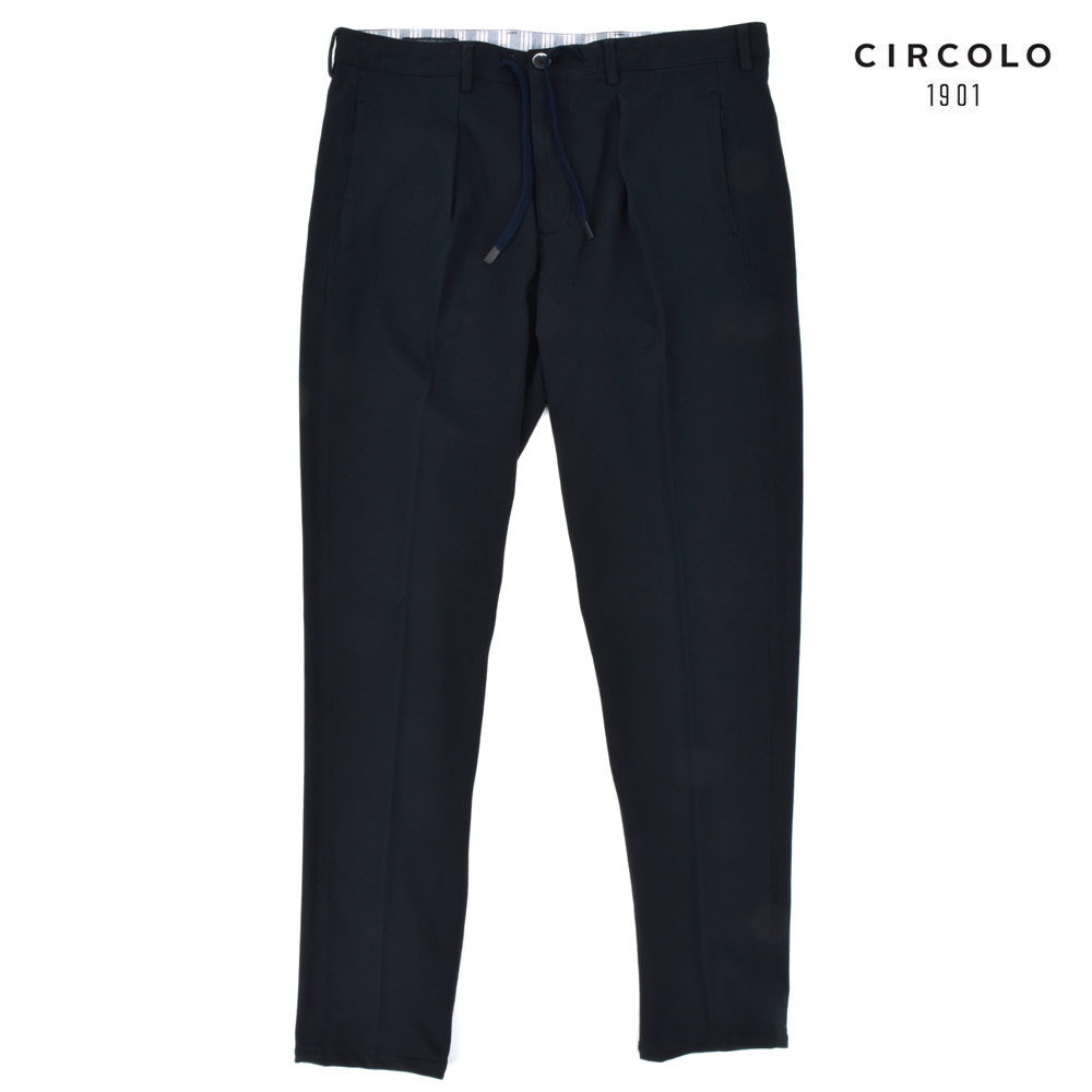 チルコロ トラウザーパンツ イージーパンツ ジップフライ ネイビー 紺色 メンズ CIRCOLO1901 CN2179 930 PANT COULISSE PIQUET NOTTE NAVY