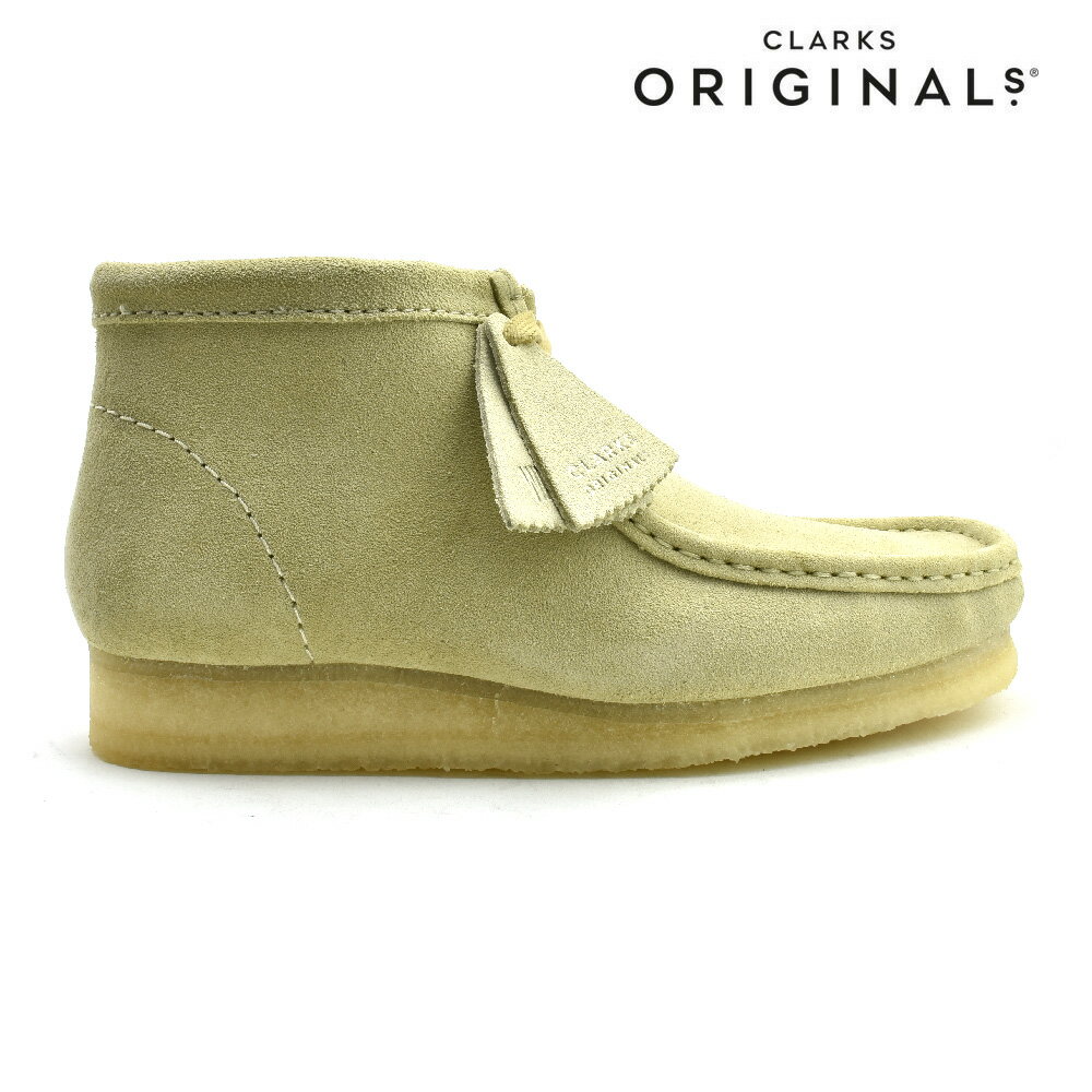 CLARKS / クラークス イギリスの老舗ブーツブランド。英国で現存している最古の靴ブランドとして知られている。 歴史は1825年にサイラス・クラークス氏とジェームス・クラークス氏の兄弟によって立ち上げられたことにより始まる。大きな転機となったのは、1950年に世界初の「デザートブーツ」を発売したこと。 世界大戦中に創業一族のネイサン・クラークス氏が進駐地ビルマで見たゴム底靴よりインスピレーションを受け戦後に考案したデザートブーツは当初、社内で「こんな靴は売れない」と言われ、発売後もイギリスでの評価は低かったが、アメリカで大ヒットを飛ばす。その後イギリスに逆輸入される形で広まっていった。 【CLARKS/クラークス】一覧はこちら 送料について ＜送料無料の場合＞北海道・一部離島沖縄 900円1200円 送料の詳細はこちらクラークス ワラビーブーツ CLARKS WALLABEE BOOTS ブランド CLARKS / クラークス 品名 26133283 / 26155516 ※同じ商品ですがクラークスの品番変更により旧品番と新品番が混在しております お選びいただくことは不可となりますので予めご了承お願い致します。 カラー MAPLE/メイプル サイズ展開 UK6.0/24.0cm UK6.5/24.5cm UK7.0/25.0cm UK7.5/25.5cm UK8.0/26.0cm UK8.5/26.5cm UK9.0/27.0cm UK9.5/27.5cm UK10.0/28.0cm UK10.5/28.5cm UK11.0/29.0cm ※クラークス製品にはcm表記はございません。日本サイズ（cm）は目安としてお考え下さい。 素材/スペック アッパー：スエード アウトソール：ラバー(クレープソール) フィッティング：G サイズ選びの目安 細身、普通幅の方は0.5cmダウン、 甲高、幅広の方は標準サイズをお勧めします。 ※スタッフが実際に同一の商品を着用した結果ですが、履き方のお好みには、個人差があります。あくまでもご参考としてお考えください。 商品説明 カンガルー科の動物である"ワラビー"から命名され、1966年に誕生した"WALLABEE BOOT"。ワラビーがおなかの袋で子供を育てるように、足を優しく包み込む構造と、甲部を縁取るU字ステッチが特徴で、ブランドの名を日本中に認知させた名作です。 こちらはアッパーに風合い豊かなスウェードを使用したモデル。スウェードとクレープソールの定番のコンビネーションが、安心の一足です。 ご注意点 ■靴箱の記載の「CN」はチャイナサイズ表記ですのでご注意ください（cmではございません） ■製造時期により多少の仕様変更がございますが、お選びいただくことは不可となりますので 予めご了承お願い致します。 ■クレープソールを使用しているため、ソールに生産過程での汚れが乗じる場合が、予めご理解いただきますようお願い致します。 下記のような場合による、交換は致しかねますのでご了承ください。 ご理解いただきご購入お願い致します。 ・商品の写真やご覧になる画面によって商品の質感や色がことなる場合がございます。 ・商品箱が輸送上の都合等によりキズや潰れなどが生じている場合がございます。 ・商品の中には接着剤の付着、キズ、シワ、ゆがみなどが多少ございます。 このような理由の場合、往復の送料はお客様負担とさせていただきますので予めご了承くださいませ。 ▼注意▼ 当商品は【並行輸入品（海外正規品）】となります。製品の制作工程上でのオイルシミによります色ムラやボンド接着跡、縫製の際の"シワ"や"キズ"等がある場合もございますが、これらは不良品ではなく、製造上やむを得ないものとなります。 着用に支障の無い傷や輸入による箱のつぶれ、多少の汚れもご了承下さいませ。これは当商品の風合いの範囲内ですので完璧な商品をお求めの方には不向きな商品です。 ※使われた革の部分によって質感の異なる場合やシワやキズがある場合がございます。これらは商品の特性上のものですのであらかじめご了承ください。 ※サイズに不安のあるお客様は、メールにて事前にお問い合わせ下さい。 ※商品販売価格は予告無く変動します。 クラークス ワラビーブーツ CLARKS WALLABEE BOOTS