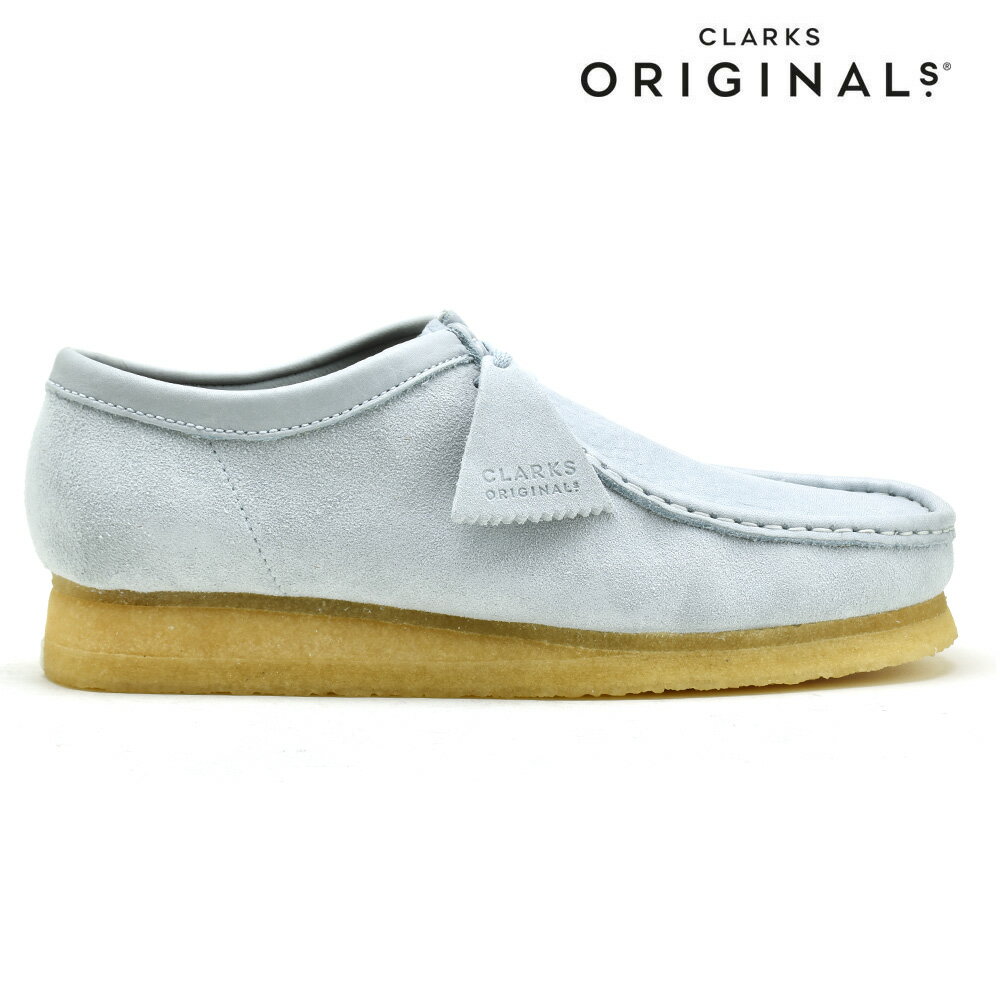 クラークス オリジナルス ワラビー メンズ ローカット モカシン シューズ ライトブルー 水色 レザー CLARKS ORIGINALS WALLABEE