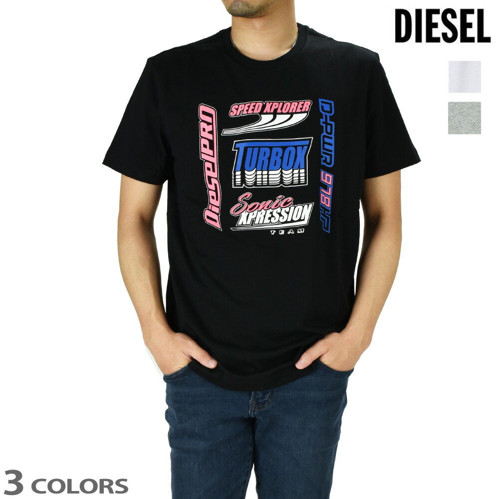 【楽天スーパーSALE】ディーゼル Tシャツ メンズ カットソー 半袖 クルーネック ブラック ホワイト グレー DIESEL T-DIEGOS-K38【送料無料】