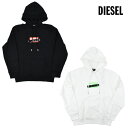 【ゴールデンウイークSALE】ディーゼル DIESEL 00SGUW/0KAXU 9XX 100 S-GIRK-HOOD-S1 HOODIE BLACK WHITE ボックスロゴ パーカー プルオーバーパーカー フーディー ブラック ホワイト 黒 白【送料無料】