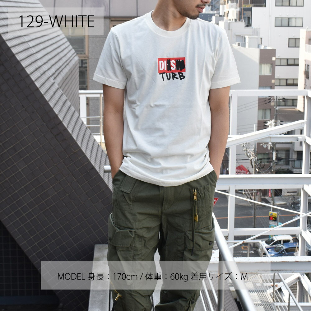 ディーゼル Tシャツ メンズ カットソー 半袖 クルーネック ボックスロゴTシャツ ブ...