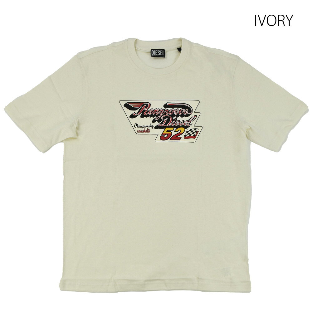 【お買い物マラソンSALE】ディーゼル Tシャツ メンズ カットソー クルーネック 半袖 プリントロゴ ブラック ホワイト 黒 白 DIESEL T-JUST-C15【送料無料】
