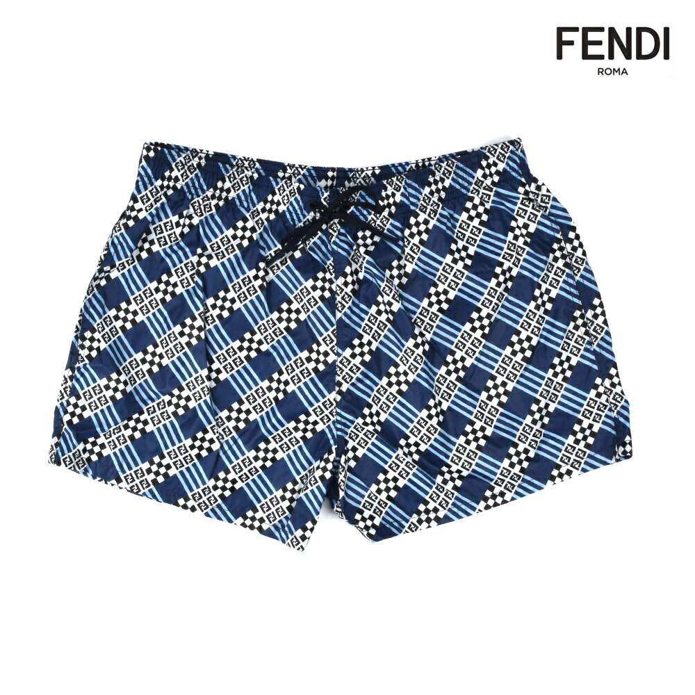 フェンディ FENDI FXB077 A2UB/F124N SWIMWEAR ビーチウェア スイムショーツ 海パン サーフショーツ 水着 ブルー系 メンズ【送料無料】