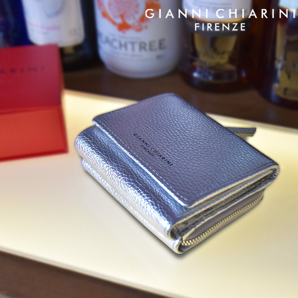 ジャンニキアリーニ GIANNI CHIARINI 三つ折り財布 レディース コンパクトウォレット グレインウォレット 財布 小銭入れ付き シルバーメタリック DOLLARO LAMINATO PF5080
