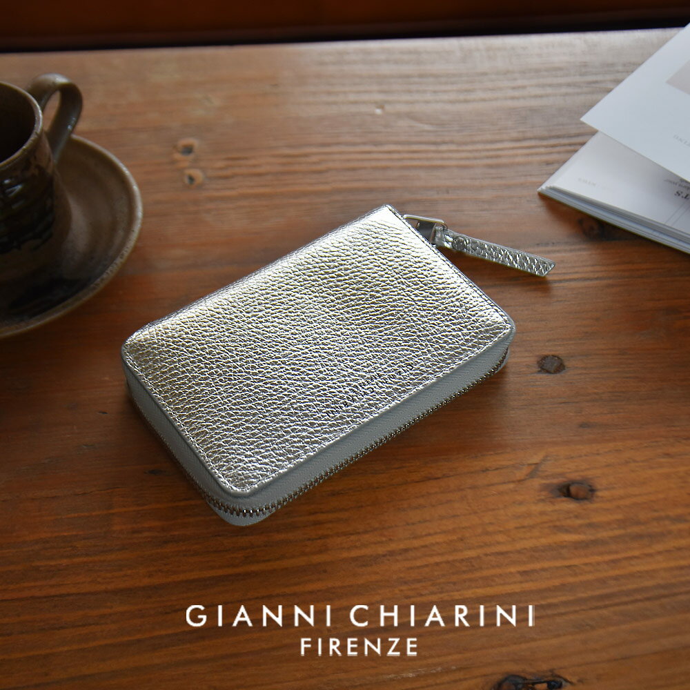 ジャンニキアリーニ GIANNI CHIARINI ラウンドファスナー財布 レディース 二つ折り財布 コンパクトウォレット 小銭入れ付き シルバーメタリック DOLLARO LAMINATO PF6008