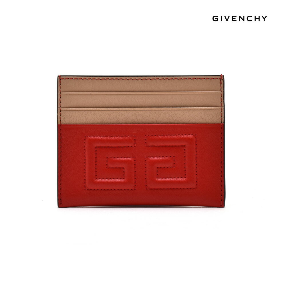 ジバンシー GIVENCHY BB6 024B 05E/626 CARDCASE ツートン カードホルダー カードケース パスケース ベージュ 赤系 レディース【送料無料】