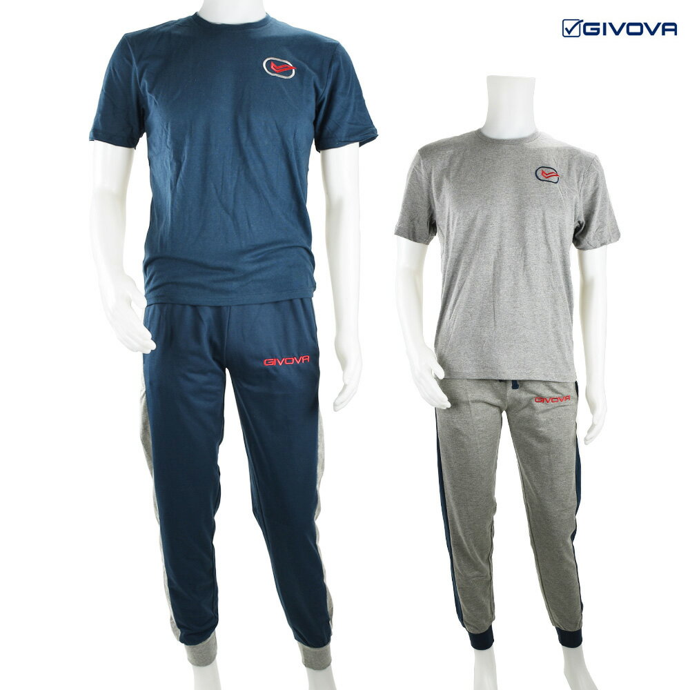 【楽天スーパーSALE】【大特価SALE】ジボバ GIVOVA F1007 Tシャツ スウェットパンツ セットアップ メンズ ネイビー グレー