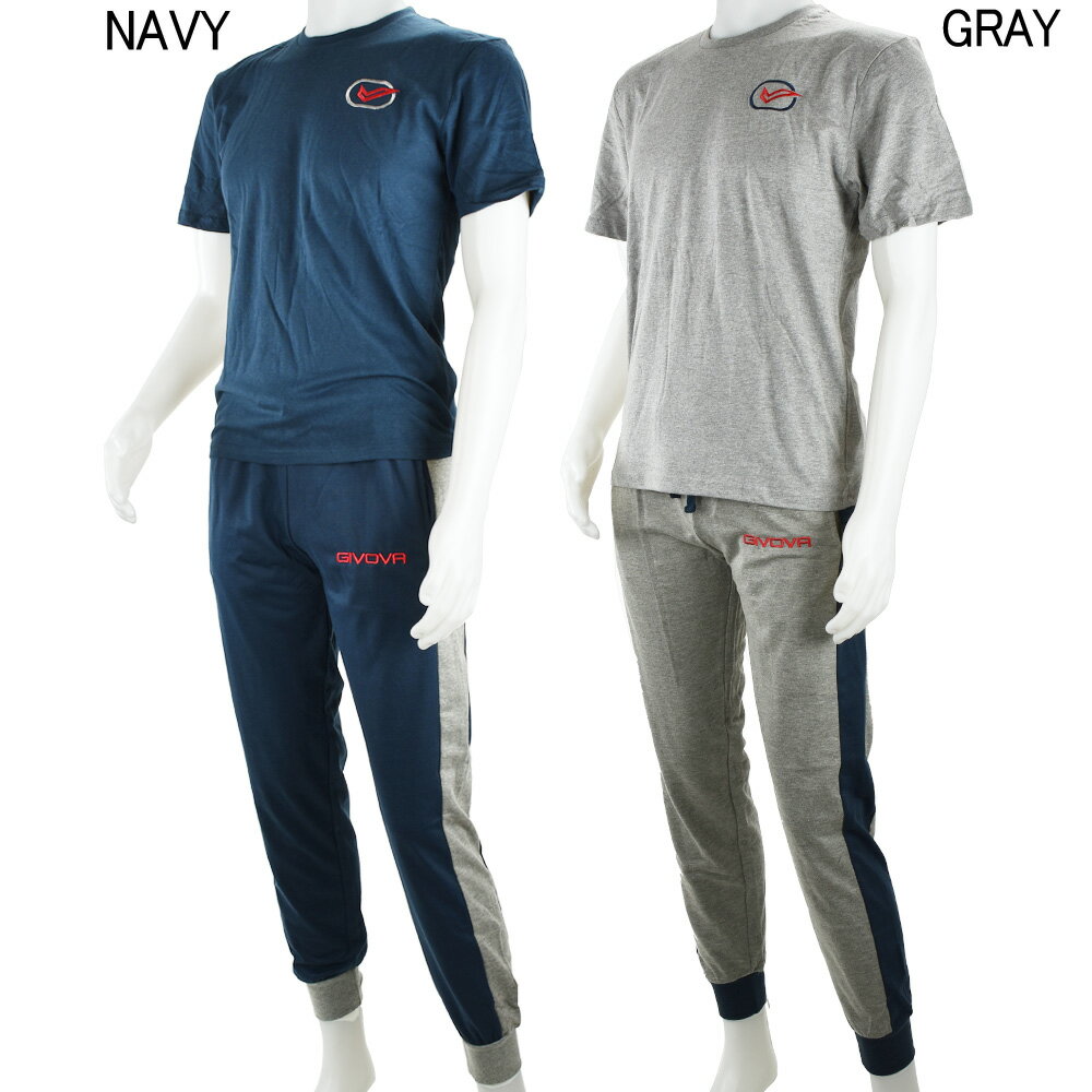 【楽天スーパーSALE】【大特価SALE】ジボバ GIVOVA F1007 Tシャツ スウェットパンツ セットアップ メンズ ネイビー グレー