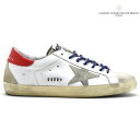 ゴールデングース スニーカー メンズ スーパースター レザー ダメージ加工 ホワイト レッド 白 赤 GOLDEN GOOSE DELUXE BRAND SUPER-ST..