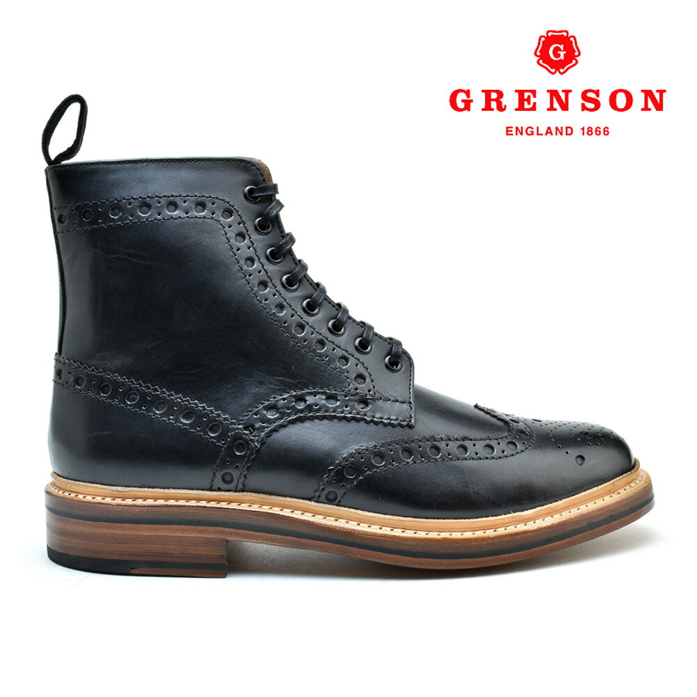 【交換送料無料】グレンソン フレッド ブラック カーフ GRENSON FRED 110009 BLACK CALF 黒 英国製 革靴 メンズ 【送料無料】