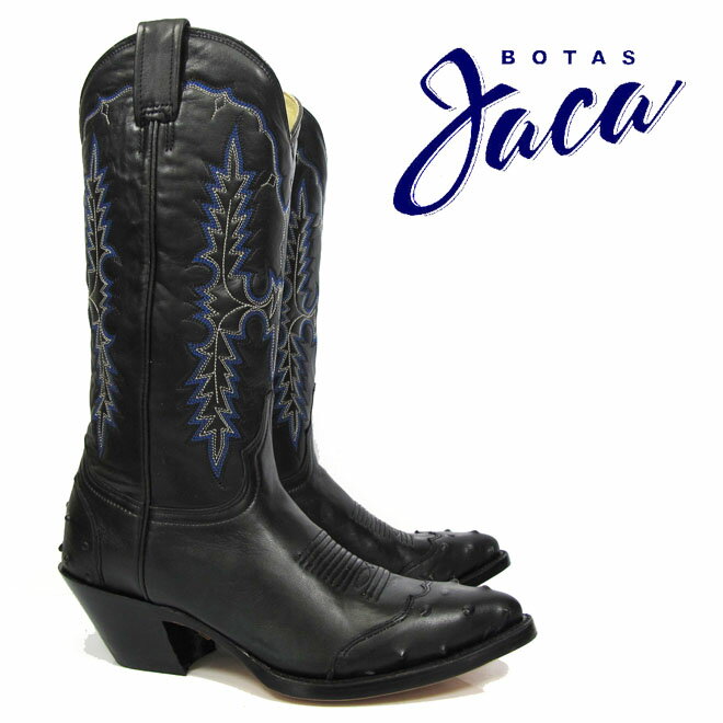 ハカ Botas Jaca 1278 black glaceLADY B.HALF VAMP 13 TUBE Kwestern boots cow boy ウエスタン ブーツカウボーイブーツ ブラック グレース ブルーステッチ 