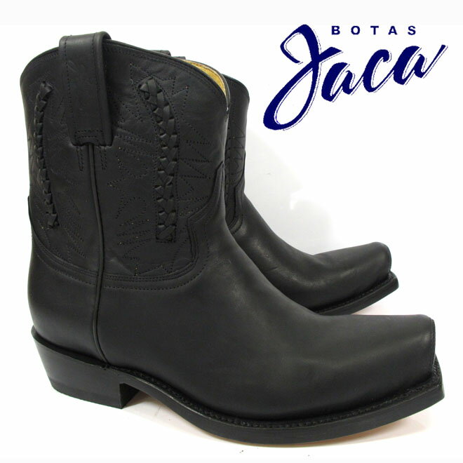 ハカ Botas Jaca 3104 black waxybiker tube7short western boots cow boy ウエスタン アンクル ブーツカウボーイブーツ ブラック ワックス本革 黒 WESTERN BOOT 【送料無料】