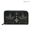 ジミーチュウ 長財布 レディース ジミーチュウ JIMMY CHOO CARNABY ESR/BLACK MIX カーナビー グラフィック スタースタッズ付き ラウンドファスナー長財布 ジップアラウンドウォレット ブラック 黒 メンズ【送料無料】