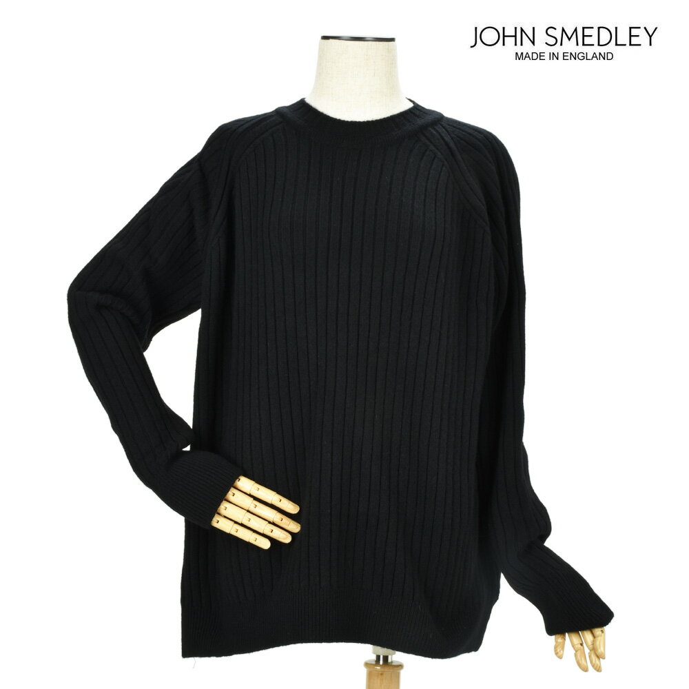 ジョンスメドレー JOHN SMEDLEY BALEY BLACK カシミヤ混 長袖ラウンドネック リブ ニット セーター ブラック 黒 レディース 【送料無料】