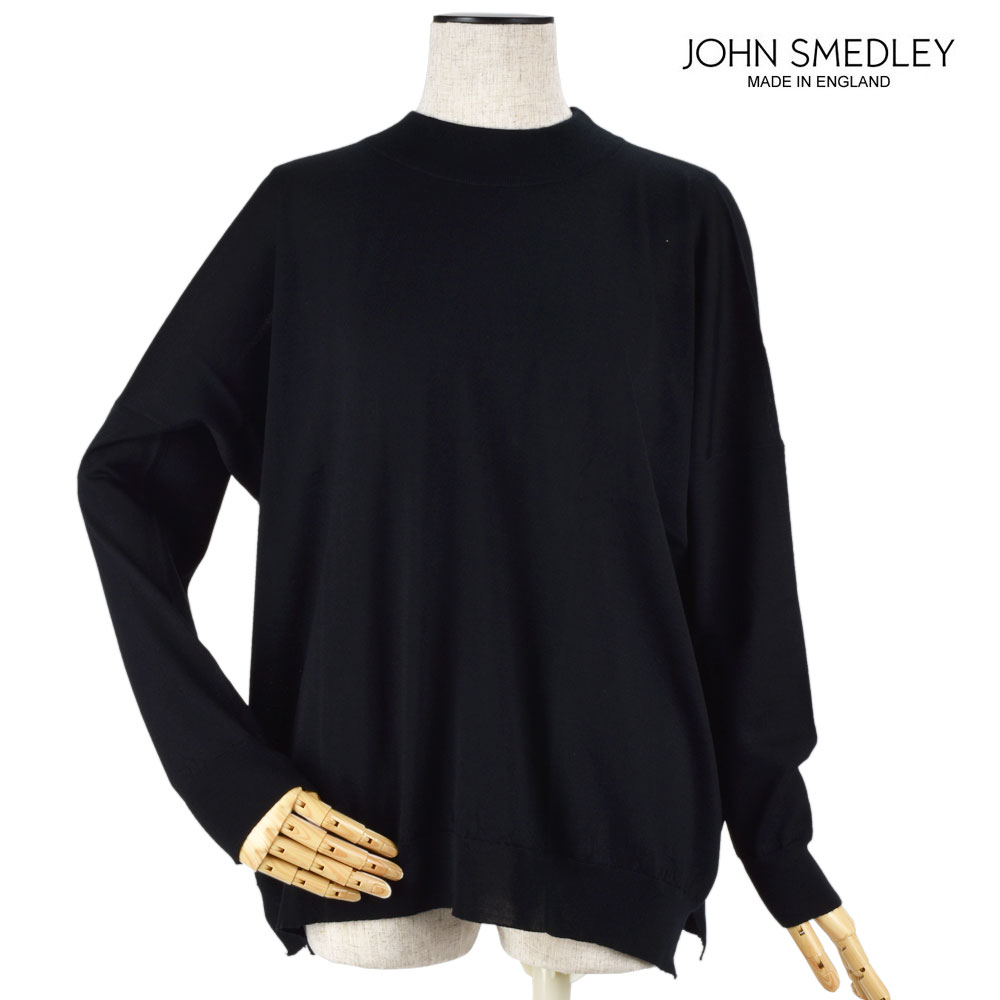 ジョンスメドレー JOHN SMEDLEY osha-black OSHA オーシャ カシミヤ混 クルーネック ニット セーター レディース ブラック BLACK 黒