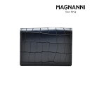マグナーニ カードケース パスケース 定期入れ 名刺入れ クロコ型押し ネイビー 紺色 メンズ MAGNANNI 1280 AZUL CARDCASE【送料無料...