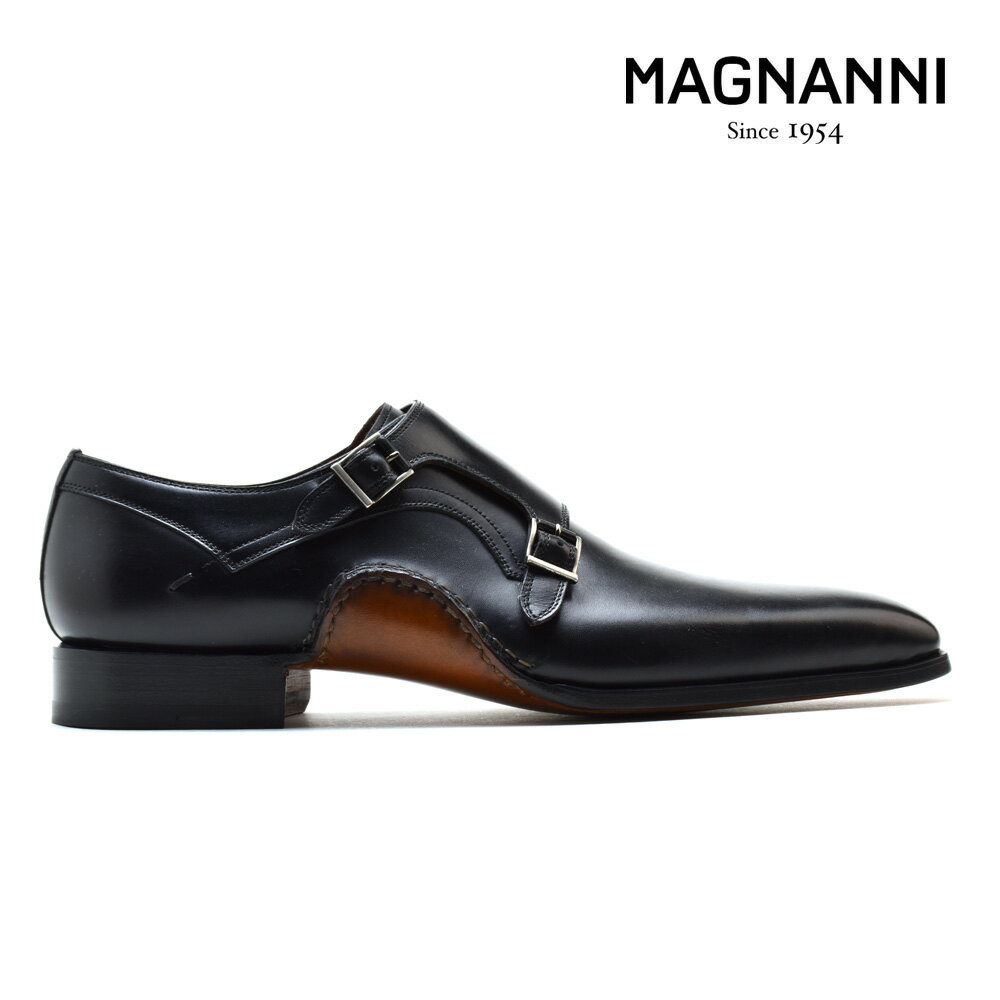 【交換送料無料】マグナーニ MAGNANNI 18903 NEGRO ダブルモンクストラップ ドレスシューズ ビジネスシューズ 革靴 オパンカ製法 ブラック 黒 メンズ【送料無料】