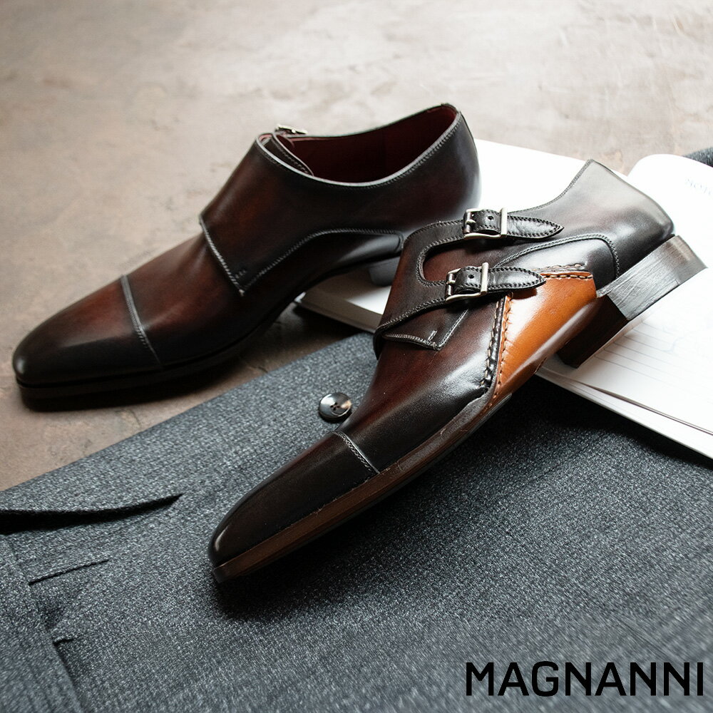 Rakuten - マグナーニ MAGNANNI ドレスシューズ メンズ ビジネスシューズ ダブルモンク オパンカ 革靴 ダークブラウン 19616【送料無料】