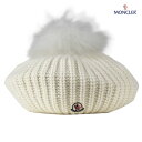 【お買い物マラソンSALE】モンクレール MONCLER 00283 00 0992H/034 Wool beret カシミヤ混 ベレー帽 ロゴワッペン ホワイ...