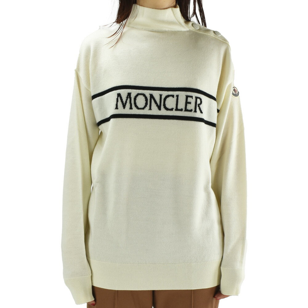 モンクレール セーター レディース ウールニット タートルネック ロゴ ホワイト CARDIGAN TRICOT MONCLER 【送料無料】のサムネイル