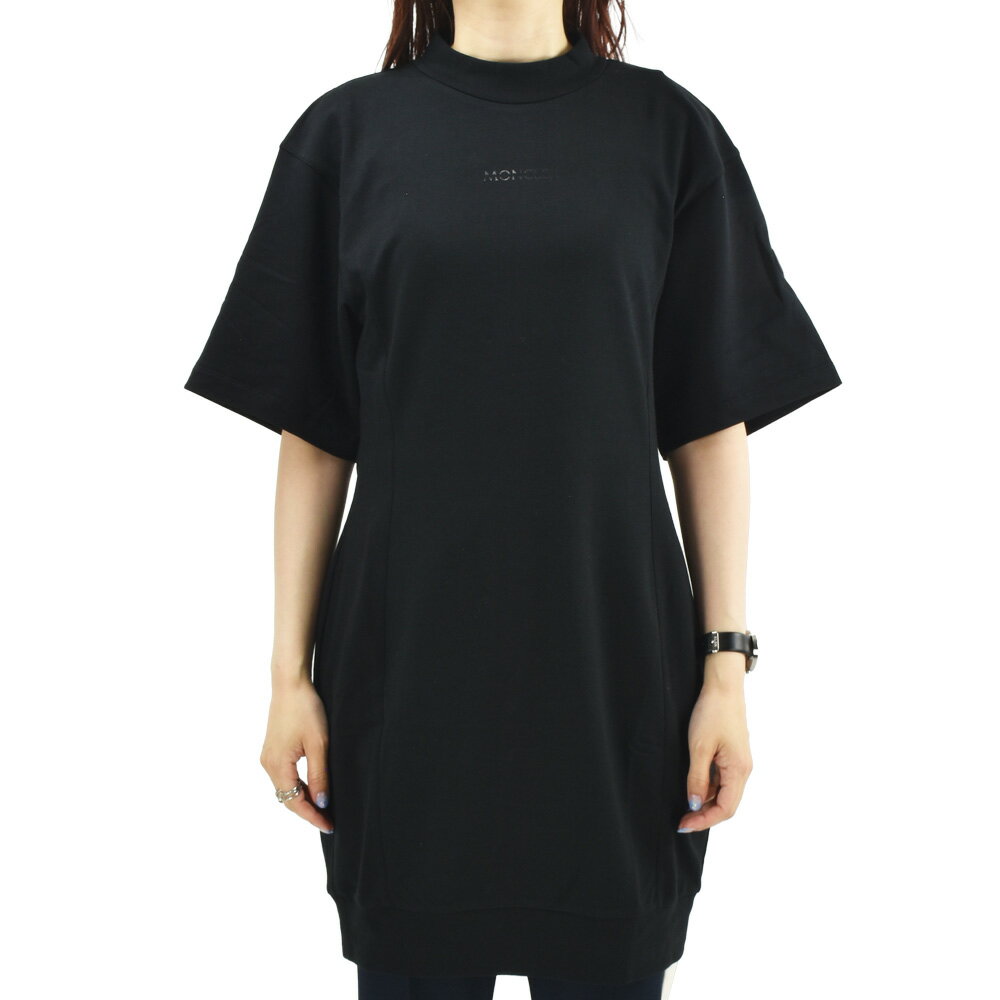 モンクレール ワンピース レディース Tシャツ ドレス コットン ロゴ ブラック 黒 SS DRESS MONCLER 