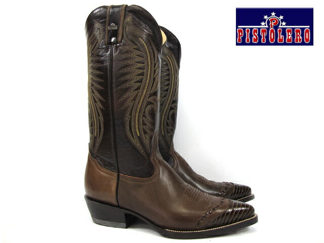 ピストレロ PISTOLERO 3006（8663） western boots / cow boybrown leather yellow stetch ウエスタンブーツカウボーイブーツ刺繍 イエロー ステッチ 茶　黄色 【送料無料】