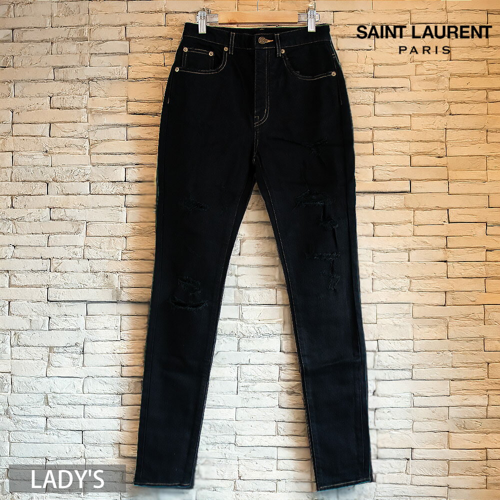 SAINT LAURENT PARIS サンローラン デニムパンツ レディース ブラックデニム ダメージ加工 ジーパン ジーンズ YSL 400526 Y432K/4075