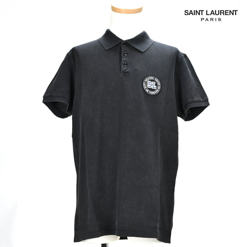 サンローラン パリ YSL SAINT LAURENT PARIS 503636 YB200/1064 BLACK ポロシャツ UNIVERSITY ロゴワッペン ブラック 黒 メンズ 