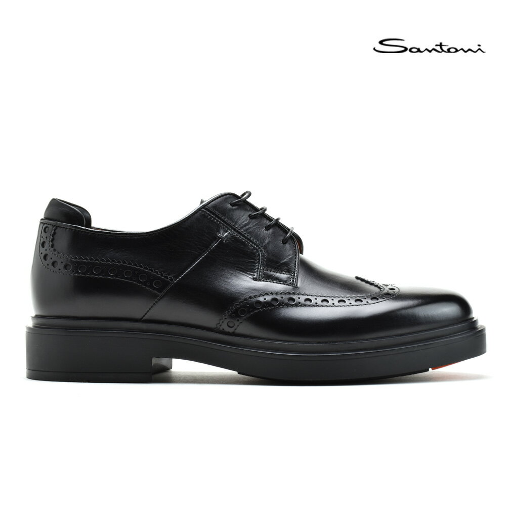 サントーニ ビジネスシューズ メンズ 【交換送料無料】サントーニ Santoni MGWB16922NERIELLN51 BLACK レースアップシューズ ドレスシューズ ビジネスシューズ 革靴 ウィングチップ ブラック 黒 メンズ【送料無料】