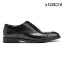 ア テストーニ ビジネスシューズ メンズ ドレスシューズ ストレートチップ ブラック 黒 a.testoni OXFORD CALF【送料無料】
