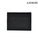 ア テストーニ カードケース メンズ パスケース 定期入れ カーフ ブラック 黒 a.testoni CARDCASE【送料無料】
