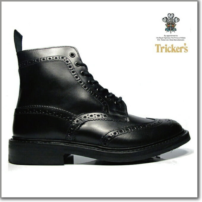 【4/20 0:00-23:59 エントリー＆楽天カード利用でポイント5倍】トリッカーズ カントリーブーツ メンズ ブラック ボックス カーフ 黒 モルトン ストウ ダイナイトソール ウィングチップ ブローグシューズ TRICKER'S MALTON STOW BLACK BOX CALF M2508 M5634【送料無料】のサムネイル