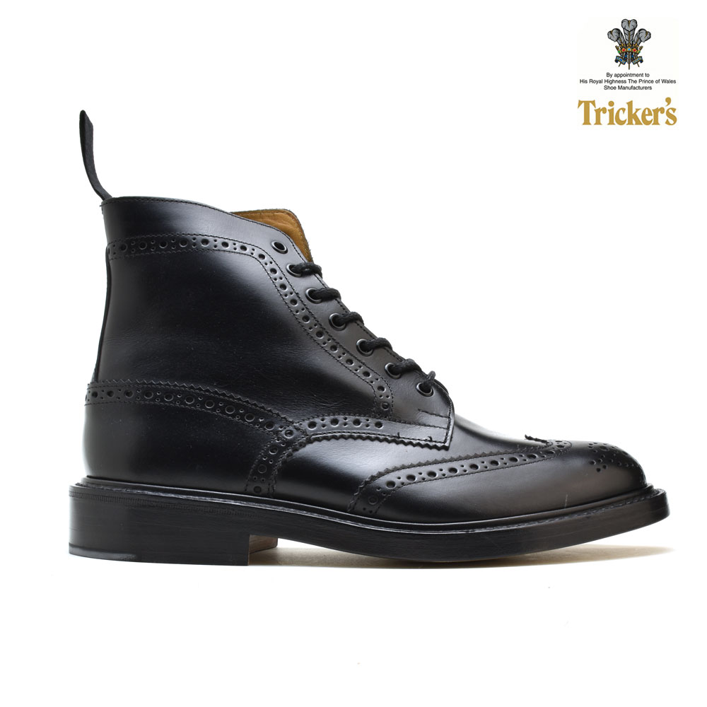 トリッカーズ カントリーブーツ メンズ ブラック 黒 BLACK ダブルレザーソール ウィングチップ ブローグシューズ TRICKER'S 2508【送料無料】