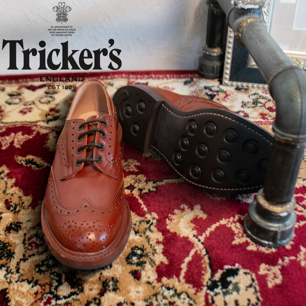 トリッカーズ バートン メンズ ダイナイトソール ブローグシューズ マロン カーフ TRICKER' ...