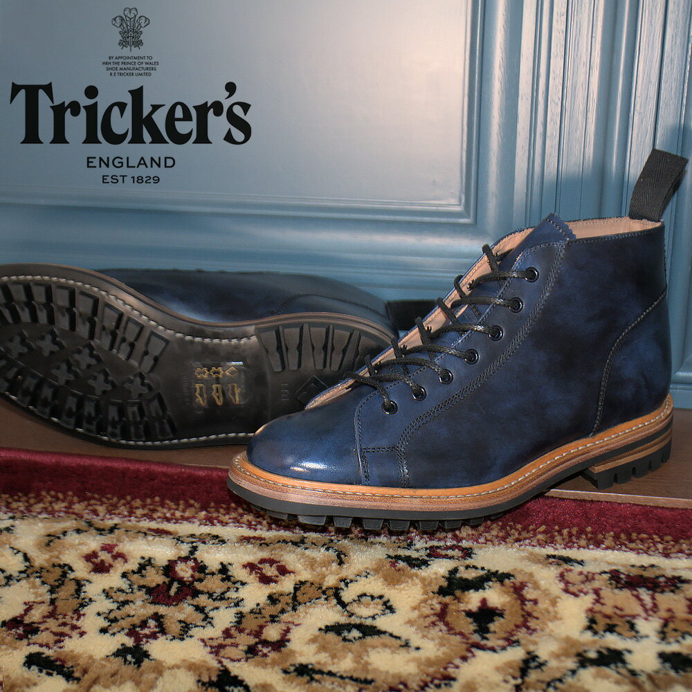 トリッカーズ TRICKER'S モンキーブーツ M6077 イーサン メンズ コマンドソール 7ホールブーツ ネイビー NAVY BLUE MUSEUM LACEUP BOOTS【送料無料】
