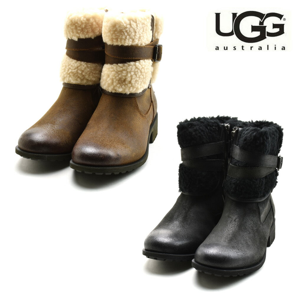 アグ UGG W’S BLAYRE BOOT CHIPMUNK 1095153 CHIPMUNK BLACK ブレア ブーツ サイドジッパー ボア ブラウン系 ブラック レディース【送料無料】