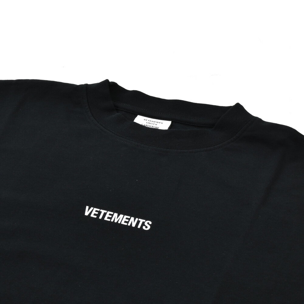 ヴェトモンTシャツメンズカットソークルーネック半袖ブラックグレーホワイトVETEMENTSLOGOTEE【送料無料】