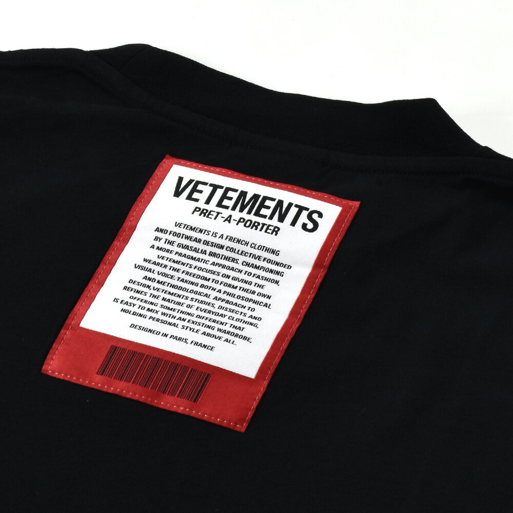 ヴェトモンTシャツメンズカットソークルーネック半袖ブラックグレーホワイトVETEMENTSLOGOTEE【送料無料】
