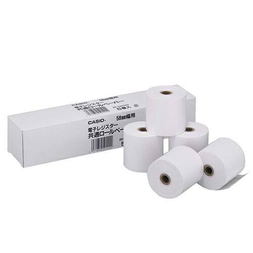結帳臺 - カシオ　電子レジスター用　ロールペーパー　幅58×直径60mm×長さ35m　芯内径12mm　RP−5860X5　1パック（5個）【法人限定】【送料無料】
