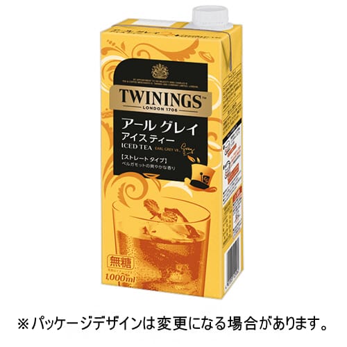 乐天商城 - 片岡物産　トワイニング　リキッド　アールグレイ　アイスティー　無糖　1L　紙パック（口栓付）　1セット（12本：6本×2ケース）【法人限定】【送料無料】