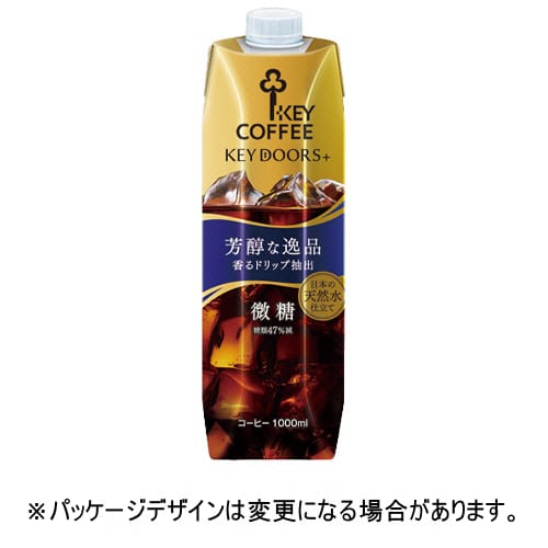 乐天商城 - キーコーヒー　KEY　DOORS＋　リキッドコーヒー　微糖　1L　紙パック（口栓付）　1セット（12本：6本×2ケース）【法人限定】【送料無料】