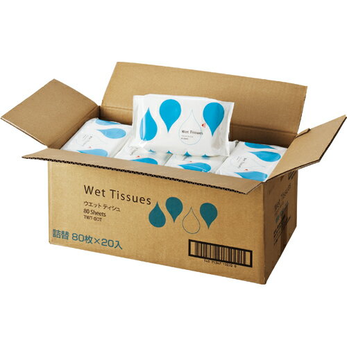 TANOSEE　ウエットティッシュ　詰替用　1セット（1600枚：80枚×20パック）【法人限定】【送料無料】