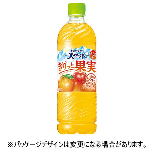 乐天商城 - サントリー　天然水　きりっと果実　オレンジ＆マンゴー　600mL　ペットボトル　1ケース（24本）【法人限定】【送料無料】