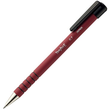 ノック式油性ボールペン　ラバー軸　0.7mm　赤　1本