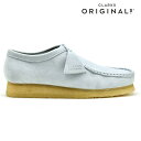 クラークス オリジナルス ワラビー メンズ ローカット モカシン シューズ ライトブルー 水色 レザー CLARKS ORIGINALS WALLABEE【送料無料】