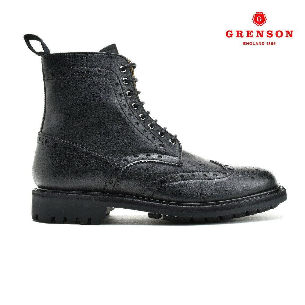 グレンソン フレッド V カントリーブーツ メンズ ブローグブーツ ウイングチップ ブラック 黒 GRENSON FRED V【送料無料】