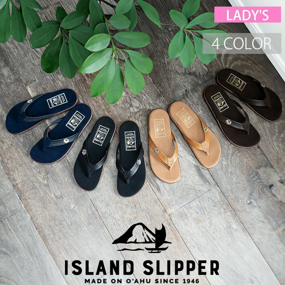 アイランドスリッパ ISLANDSLIPPER トングサンダル レディース サンダル ビーチサンダル ハイビスカスモチーフ フラワーモチーフ スエード ブラック ブラウン ネイビー スパイス LEATHER THONG FLAT WITH HIBISCUS【送料無料】